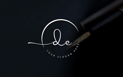 Calligraphy Studio Style DE Letter Logo Design