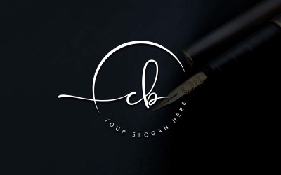 Design de logotipo de letra CB estilo estúdio de caligrafia