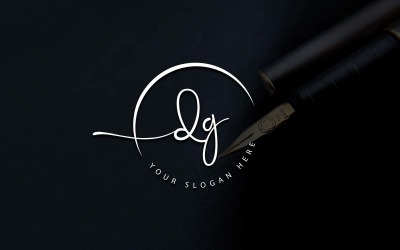 Design de logotipo de letra DG estilo estúdio de caligrafia