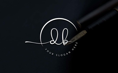 Design del logo della lettera DB in stile studio di calligrafia