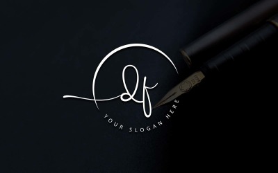 Design del logo della lettera DF in stile studio di calligrafia