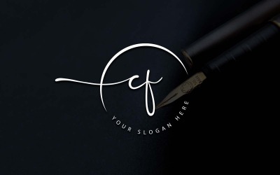 Diseño de logotipo de letra CF estilo estudio de caligrafía