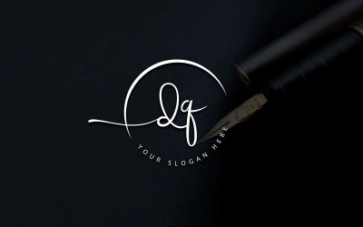 Diseño de logotipo de letra DQ estilo estudio de caligrafía