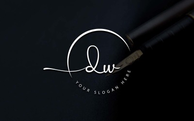 Дизайн логотипа студии каллиграфии в стиле DW Letter