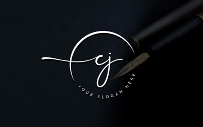 Kalligrafie Studio stijl CJ brief Logo ontwerp