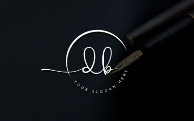 Kalligrafie Studio stijl DB brief Logo ontwerp