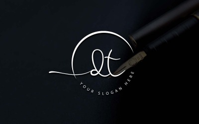 Kalligrafie Studio stijl DT brief Logo ontwerp