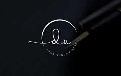 Kalligrafie Studio stijl DU brief Logo ontwerp