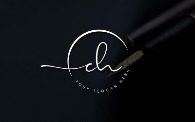 Kalligrafie-Studio-Stil CH-Letter-Logo-Design