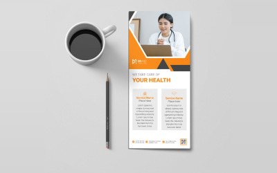 Kreatywny i nowoczesny szablon projektu karty stojaka na opiekę medyczną