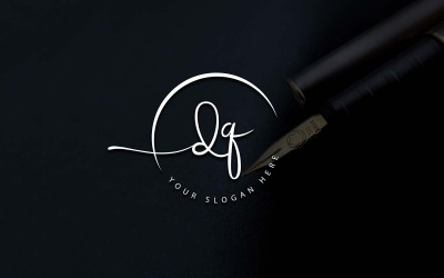 书法工作室风格 DQ 字母标志设计