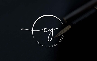 书法工作室风格CY字母标志设计