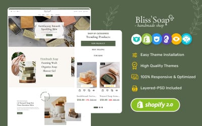 BlissSoap — stworzony motyw Shopify dla ręcznie robionego mydła, świecy sojowej i twórców artystycznych