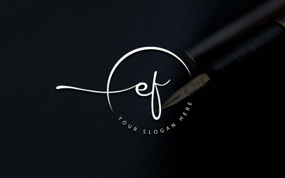 Calligraphy Studio Style EF Letter Logo Design