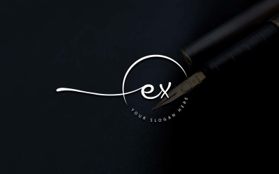 Calligraphy Studio Style EX Letter Logo Design