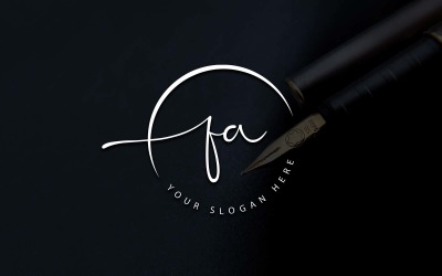 Calligraphy Studio Style FA Letter Logo Design