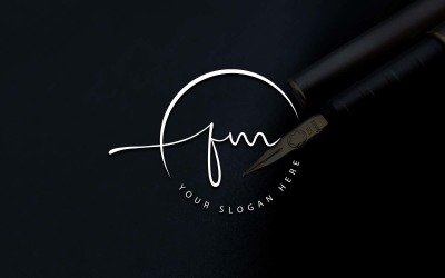 Calligraphy Studio Style FM Letter Logo Design