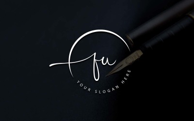 Calligraphy Studio Style FU Letter Logo Design