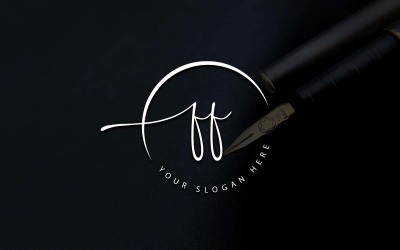 Design del logo della lettera FF in stile studio di calligrafia