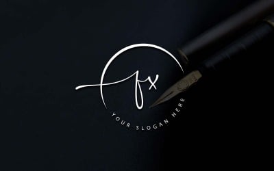 Diseño de logotipo de letra FX estilo estudio de caligrafía