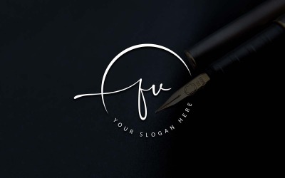 Projekt logo litery FV w stylu Studio kaligrafii