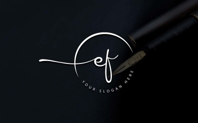 书法工作室风格 EF 字母标志设计