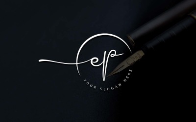 书法工作室风格 EP 字母标志设计