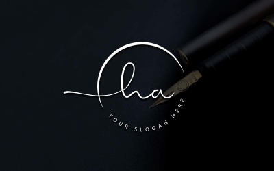 Calligraphy Studio Style HA Letter Logo Design