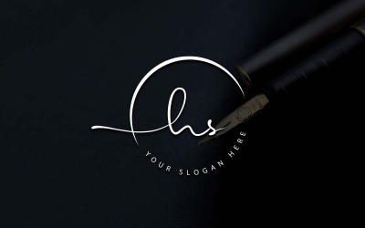 Calligraphy Studio Style HS Letter Logo Design