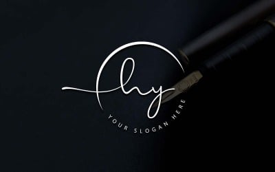 Calligraphy Studio Style HY Letter Logo Design