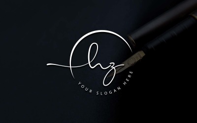 Calligraphy Studio Style HZ Letter Logo Design