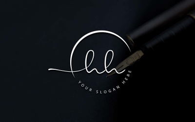 Design de logotipo de letra HH estilo estúdio de caligrafia