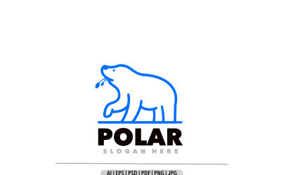 Logotipo de arte de linha azul do urso polar