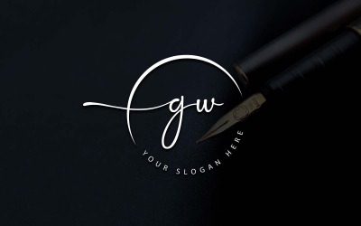 书法工作室风格 GW 字母标志设计