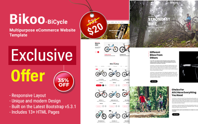 Bikoo – Kerékpáros többcélú e-kereskedelmi HTML5 webhelysablon