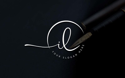 Diseño de logotipo de letra IL estilo estudio de caligrafía