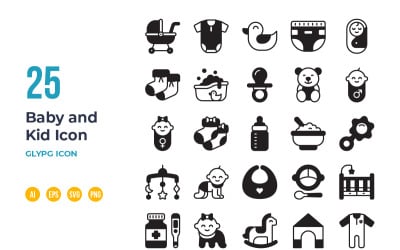 Icono de bebé y niño en diseño de estilo glifo