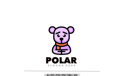 Logotipo de diseño de dibujos animados de mascota polar adorable