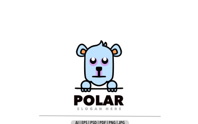 Mascote polar com logotipo de design simples