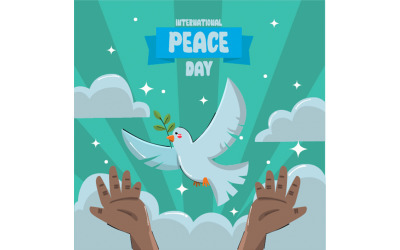 Międzynarodowy Dzień Pokoju z ilustracją pięknej gołębicy