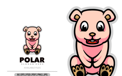 Modèle de conception de logo de dessin animé de mascotte polaire