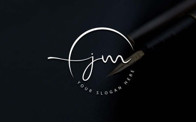 Calligraphy Studio Style JM Letter Logo Design