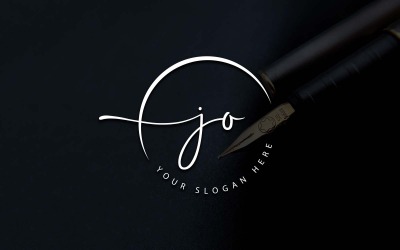 Calligraphy Studio Style JO Letter Logo Design