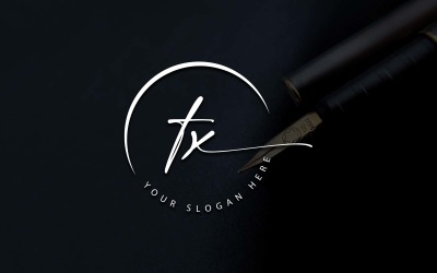 Calligraphy Studio Style TX Letter Logo Design