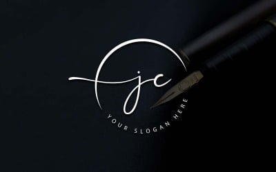 Design de logotipo de letra JC estilo estúdio de caligrafia