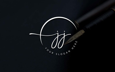Design de logotipo de letra JJ estilo estúdio de caligrafia