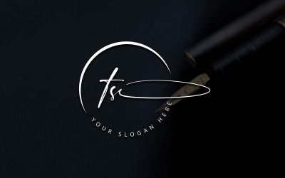 Design del logo della lettera TS in stile studio di calligrafia