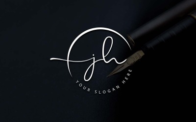 Diseño de logotipo de letra JH estilo estudio de caligrafía