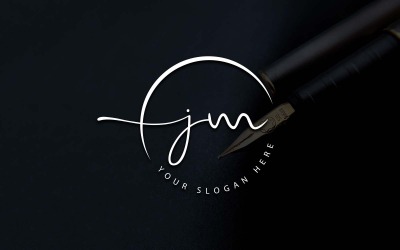 Diseño de logotipo de letra JM estilo estudio de caligrafía