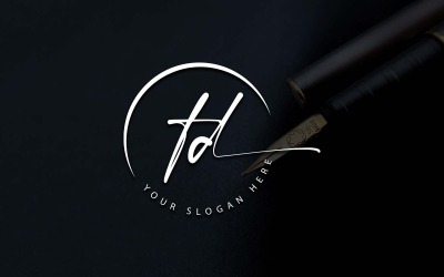Kalligrafie Studio stijl TD brief Logo ontwerp